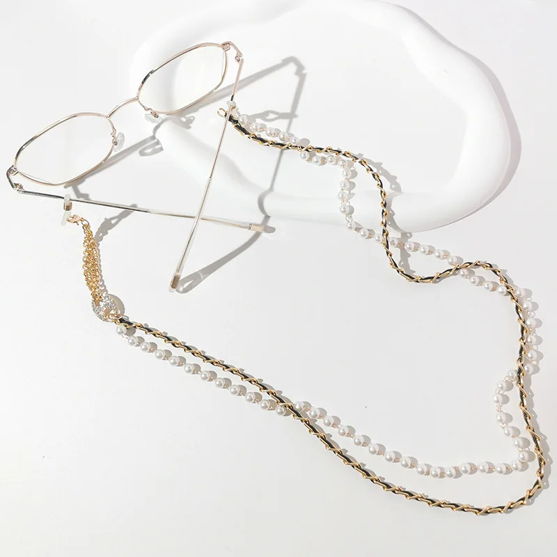 Очки для чтения Luoyan цепочка очков ремешок на шнурке двухслойные кожаные солнцезащитные очки с жемчугом и бисером дизайнерские