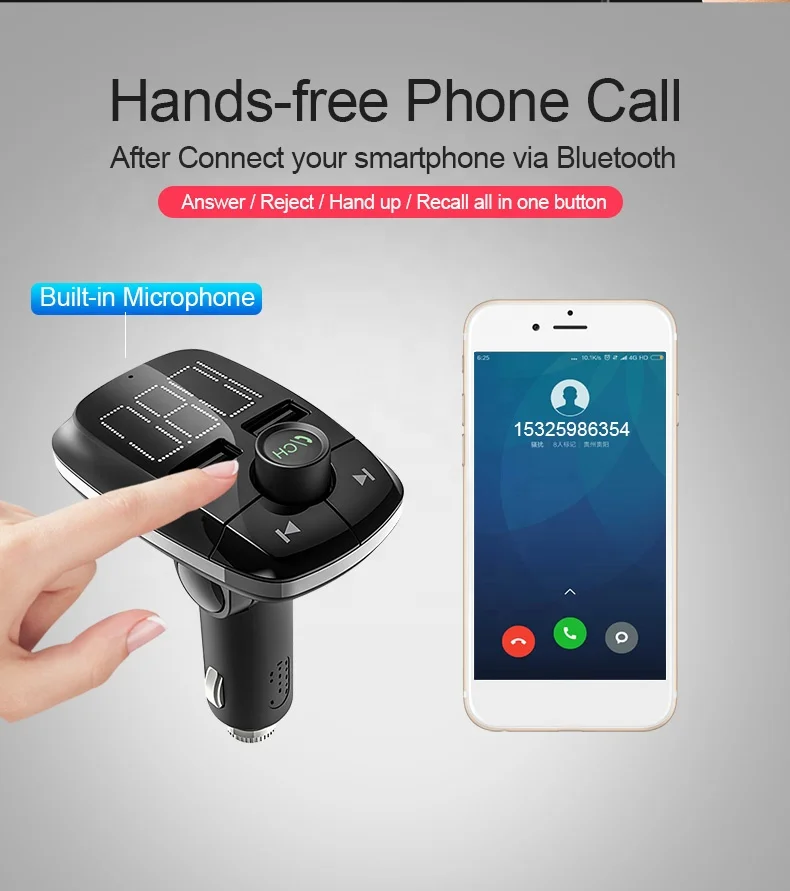 AGETUNR T50 2023 BT 5.0 Wireless Adapter FM Transmitter Audio Dual USB Car Charger Car MP3 Player New