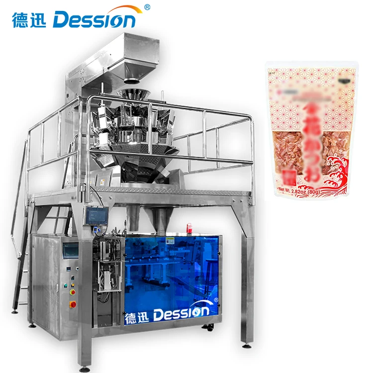 High speed 500g bonito flakes filling machine snack bag food stand up pouch zipper premade bag packing machinery