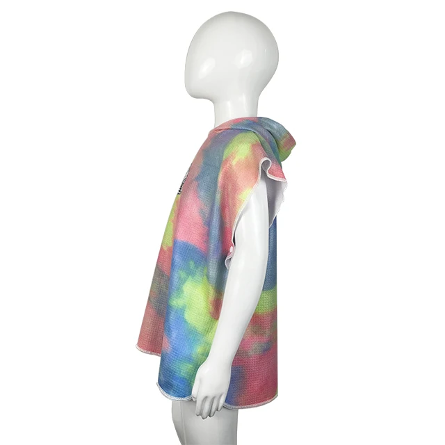 New Fashion Stylish Cartoon Pattern waffle  Poncho Kids Hooded baby yoda towel Beach Bath Towel