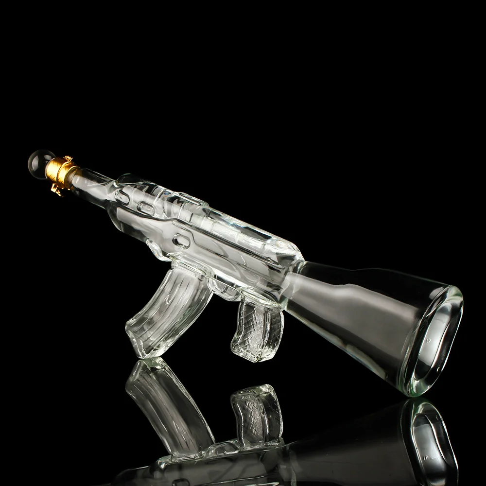 AK47 Gun Shape Borosilicate Glass Bottle With Bullet Drink Bottle whiskey  decanter gun shaped alcohol bottle