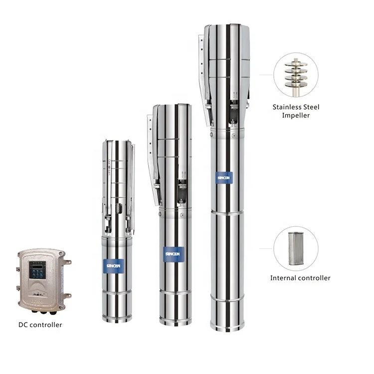 100m head 1500W DC deep well submersible solar water pump kit