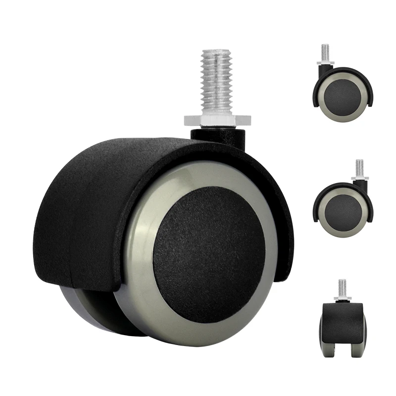 Universal 1.5 Inch Nylon Swivel Office Chair Caster Wheels Plastic Furniture Wheel Nylon Caster Double Wheels Screw Installation