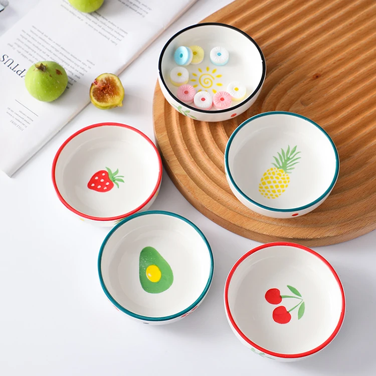 Wholesale Northern European Round Square Ceramic Fruit Snack Plate Fruit Salad Bowl Fresh Ceramic Snack Dish Tableware
