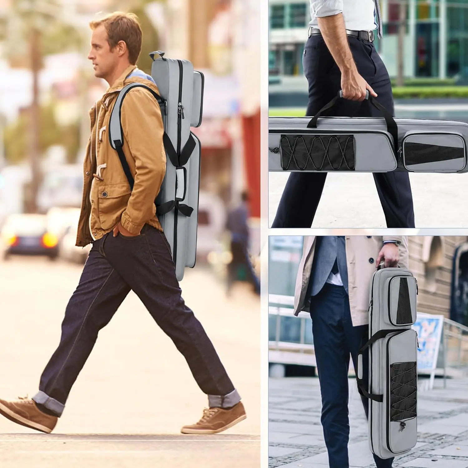 New Durable Custom 4x5 Pool Cue Case, Billiard Stick Carrying Case Holds 4 Butts and 5 Shafts, Soft Pool Stick Bag