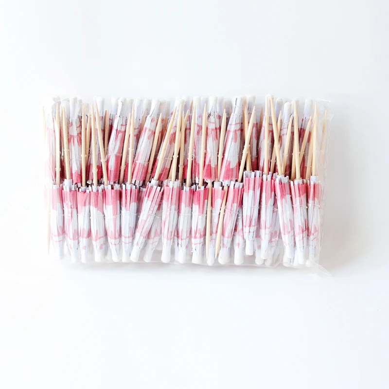 Jimao Cocktail Umbrella picks - OEM Food Safe grade 4 inch Tropical Parasol party Decoration Wood Disposable Cocktail Picks