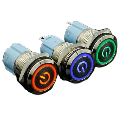 New Type Flat Head 19mm  Momentary Function Ring Led Light Push Button Switch Light Switch Led Metal Button Switch