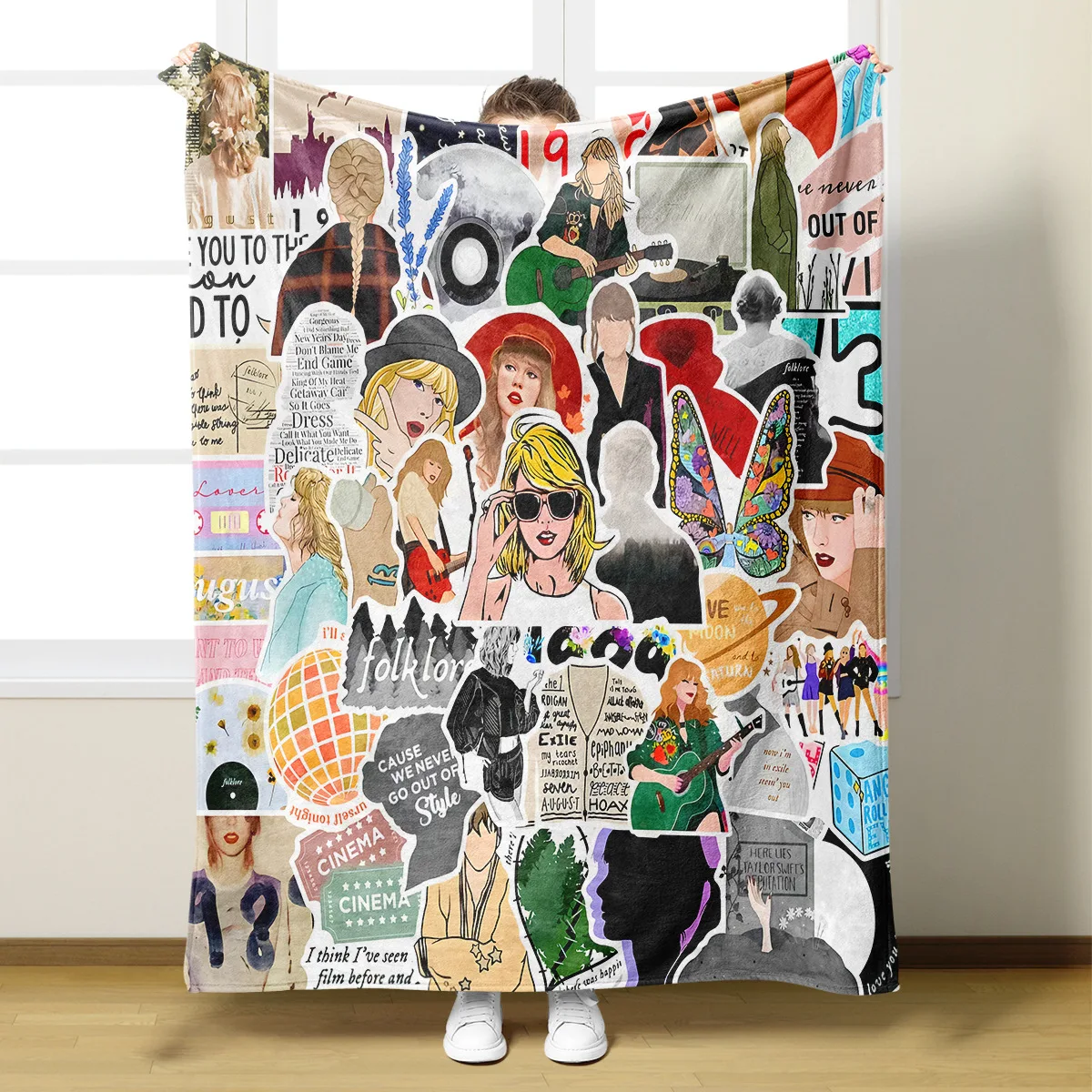 Superstar High Quality Wholesale Custom Taylor ERAS Tour Flannel Fleece Soft Warm Travel Throw Blanket