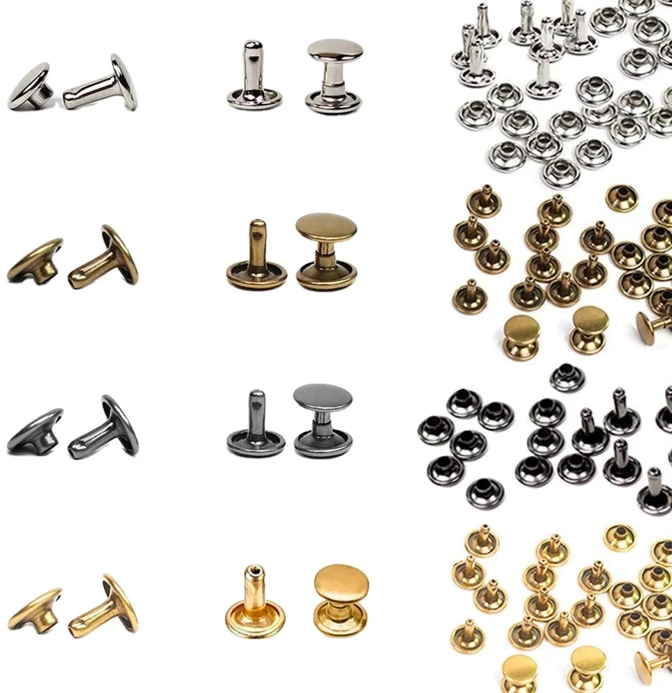 4 Colors 3 Size 180 Sets Tubular  Studs Metal Rivets Kits Double  Rivets Setting Tools For Leather Rivets for Fabric