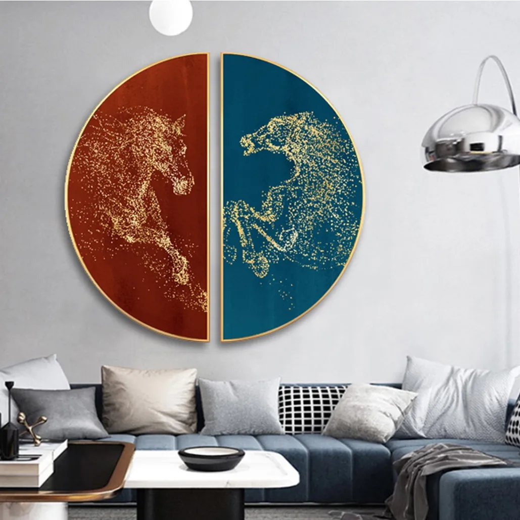 
OEM 2 In 1 Modern UV Print Wall Glass Painting Design Abstract Landscape Glass Painting With Frame 