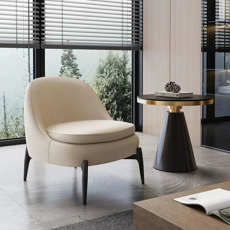 Customized Single Sofa Chair Lounge Leisure Accent Round Shape Solid Wood Frame Fabric/Leather  Relax Chairs For Sitting Room