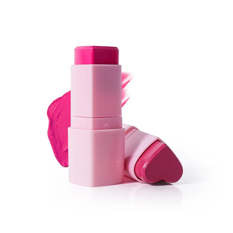 cosmetic factories cute pink glow gloss blusher private logo cruelty-free tinted cheek mini cream blush heart blush stick