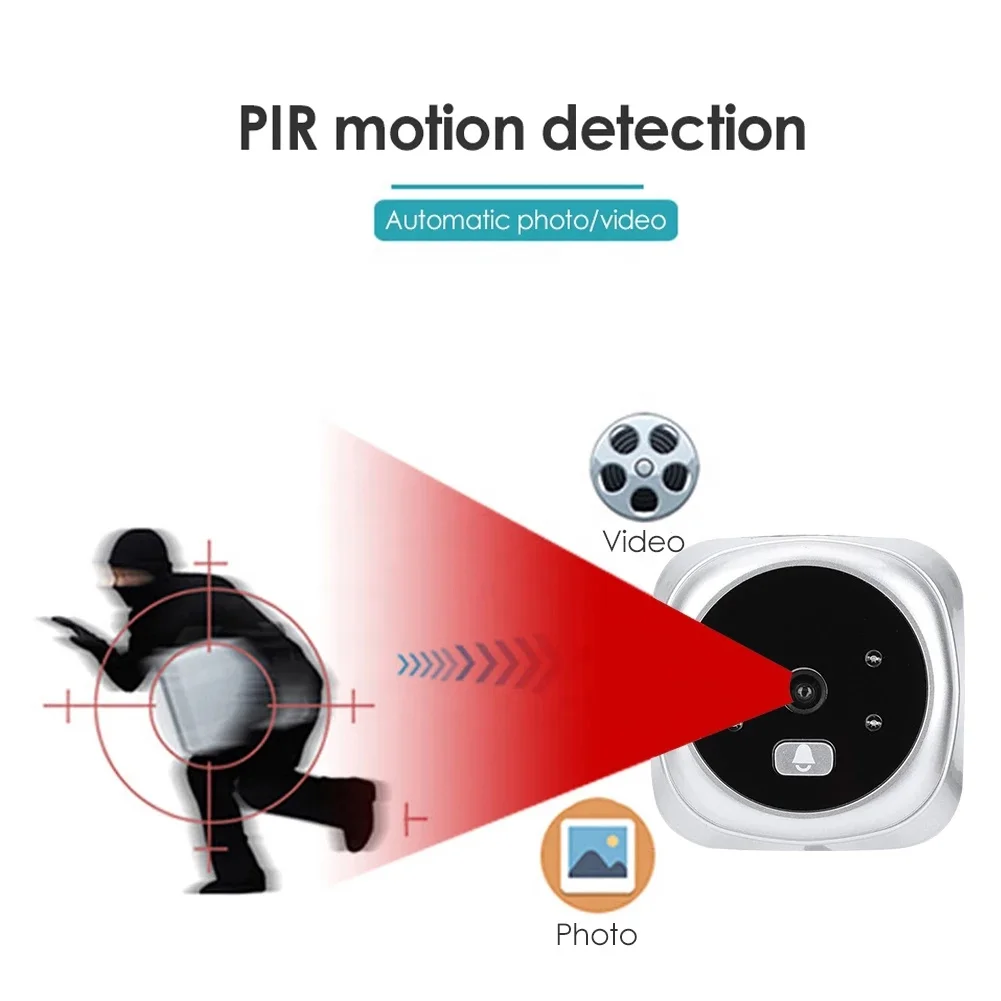 Kadonio Electronic Peephole Door Camera LCD Digital Doorbell 120 Degree Angle Viewer video Door Bell