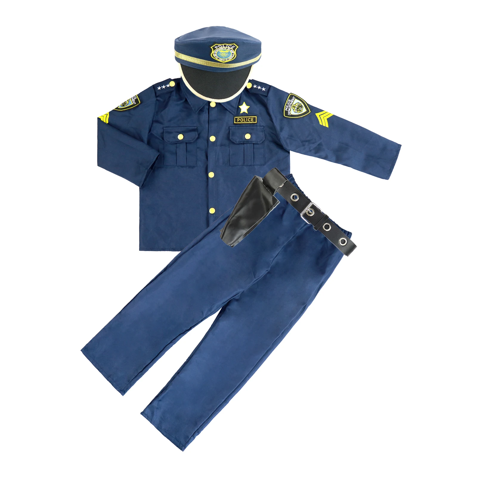 Children Police Cosplay Costume Halloween Carnival Party Role Play Clothing For Boys And Girls Police Costume Skirt