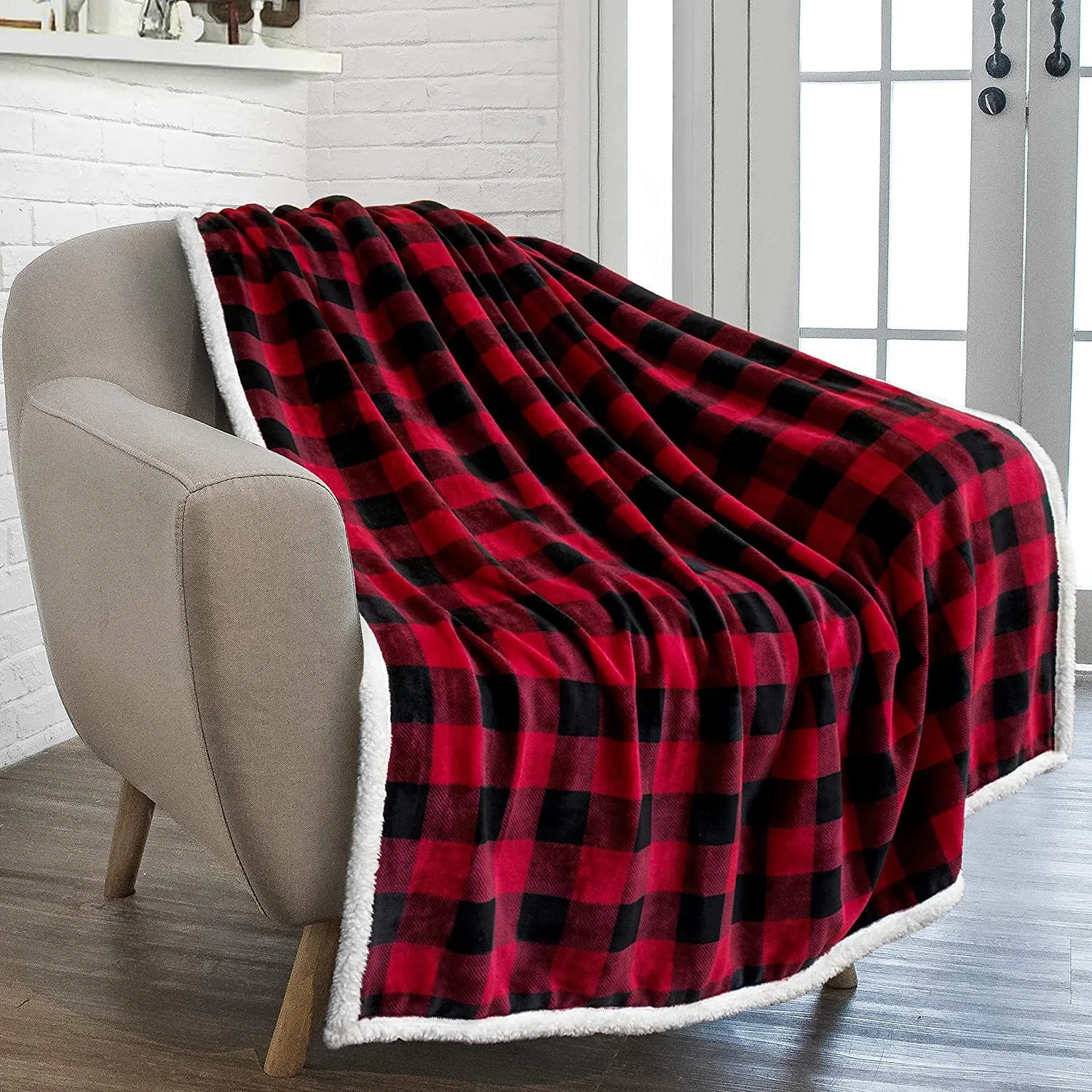 Dingtai Super Soft Sherpa Fleece Blanket Microfiber Christmas Reversible Throw Blankets for Bed Sofa