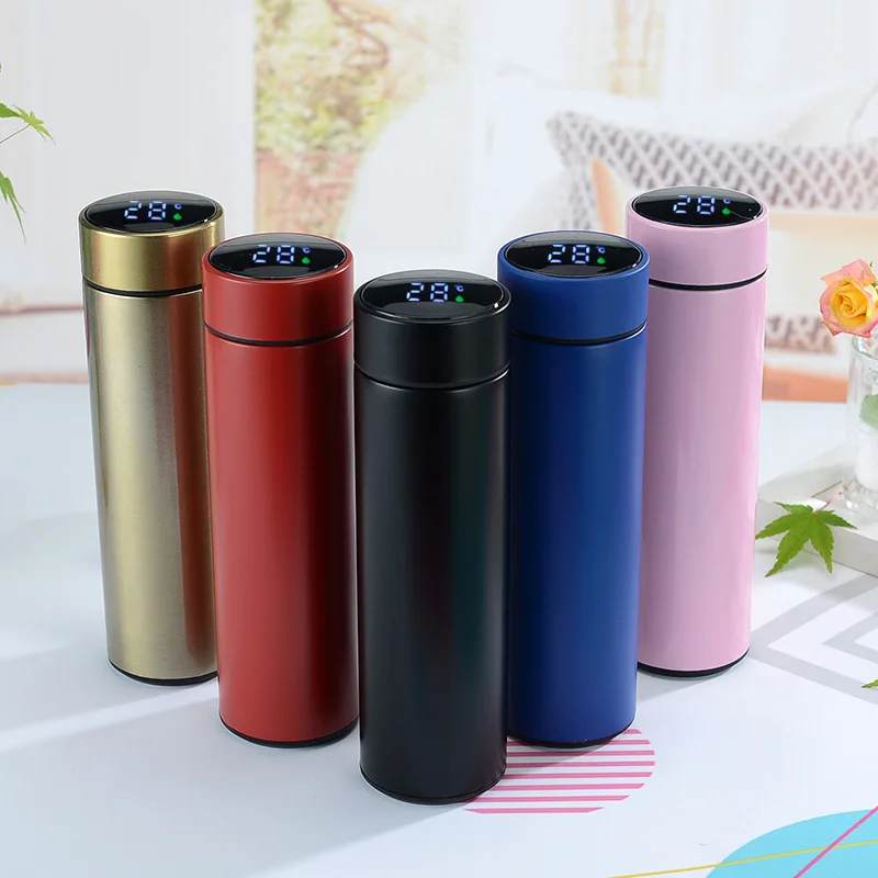 Custom logo 500ml Thermos Stainless Steel Water Bottle  Vacuum Flask for Business  School with Digital LED Display  Tea Infuser