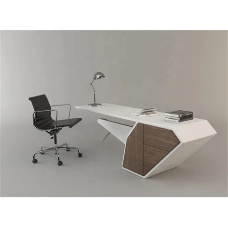 L Shape Desk Furniture Executive Office Desk Unique Artifical Stone Boss Computer Table design