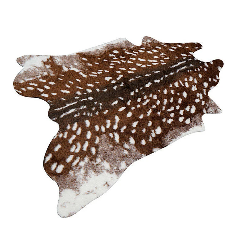 Leather Carpet Faux Skin Fur Carpets Artificial Brown Deer skin Natural Shape Cow Hide Rug