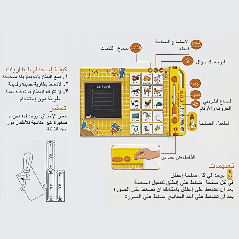educational toy Kids Arabic Letter Learning E-books Funny Cartoon Writing Reading Machine Toy Sound Book Educational Toys