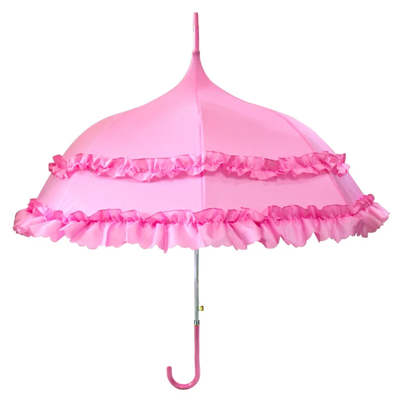 Wholesale straight Princess Lace Windproof Sunny and Rainy wedding Umbrella Anti Sun UV Protection Parasol Umbrella