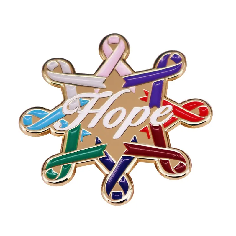 Cancer Awareness Ribbons Hope Enamel Pin Survivor Cure Support Brooch Metal Badge