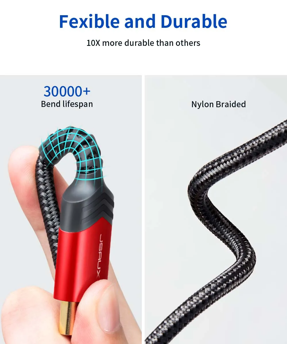 JSAUX High Quality DP Male To DP Male 3M Displayport Fiber Audio Cable 1.4 4K