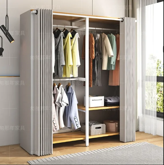 Simple wardrobe strong and durable household thickened zipper fully closed cloth wardrobe