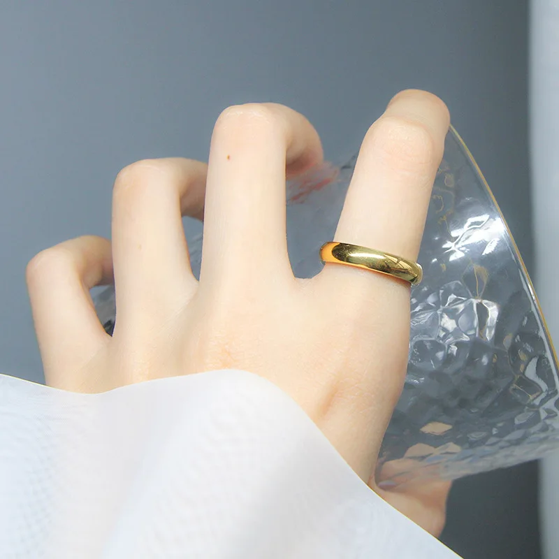 Popular promotional new fashion titanium steel silver wide ring matching ring for couples