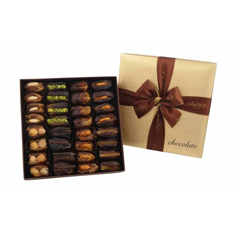 Custom Printed Fancy Design Kraft Paper Gift Box Luxury Folding Baklava Sweet Chocolate Box Ramadan Packaging Medjool Dates Box