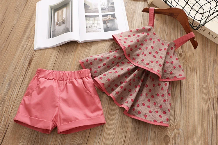 kids clothing Summer Sleeveless Camisole Top Polka Dot Pattern Shorts Girl Clothes Set 2019 Fashion Children Wear