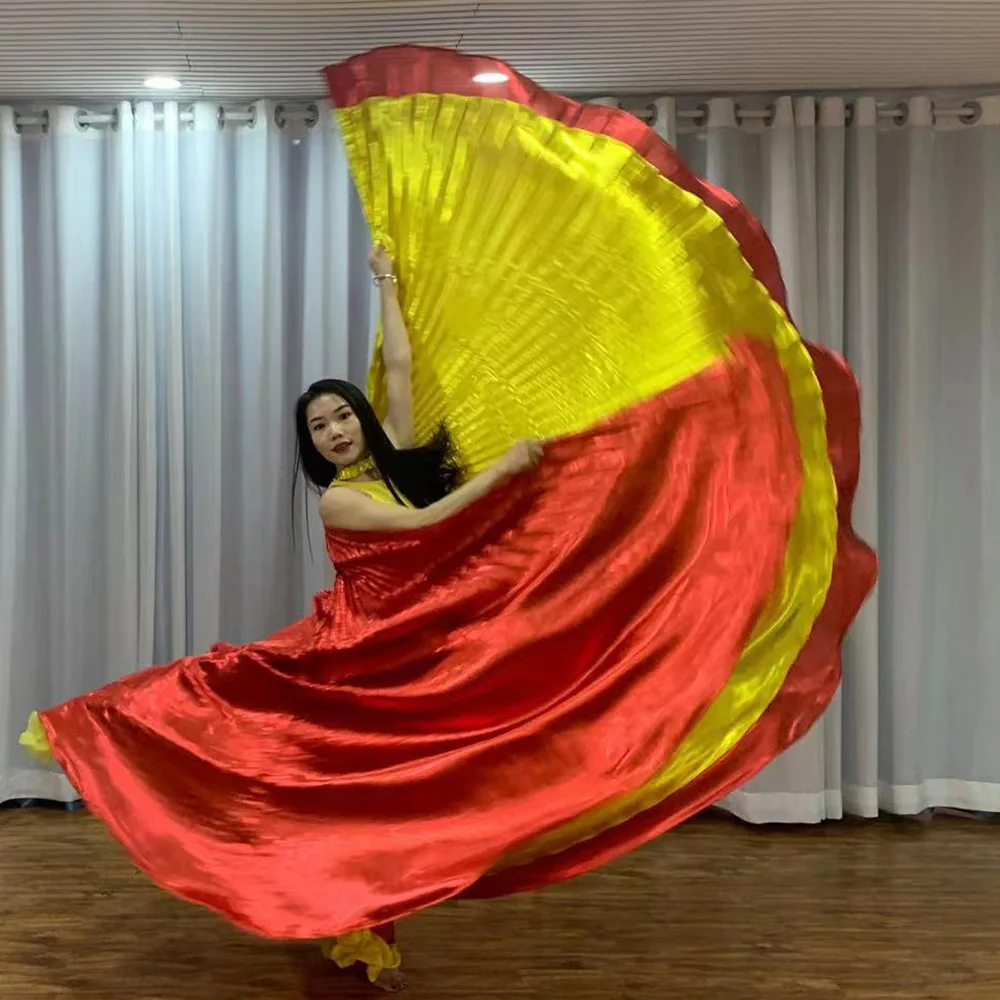 Halloween festival 2 layer 720 degree isis wings  cloak for belly dance Performance cape with stick for adult