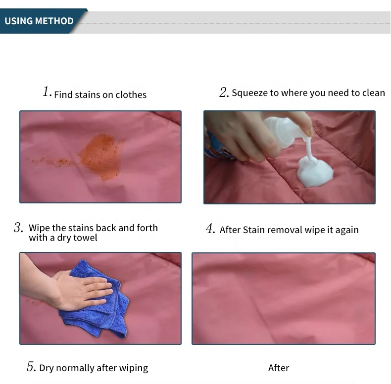 
Water free wash foaming spray down coat dry cleaning agent, stubborn stains remover 