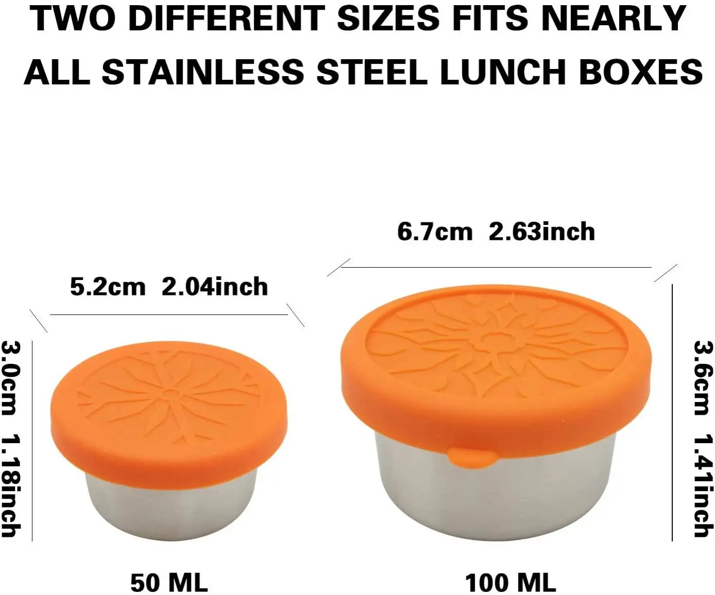 3.4oz Stainless Steel Condiment Containers Food Grade Salad Dressing Containers with Silicone Lids for Snack Desserts, Baby Food