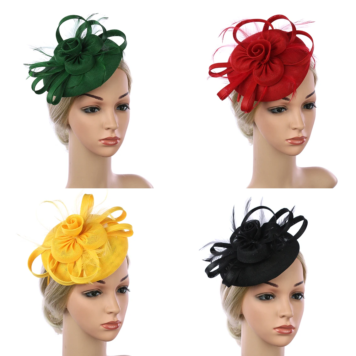 Sinamay Bride Headband Perfect Gauze Wedding Hat Unique Derby Hat Fashion Church Hats Feather Headdress Fascinators for Women