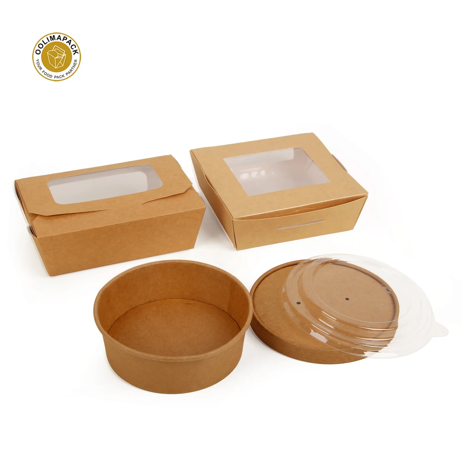 High Quality Cardboard Disposable Salad Box Packaging Salad Container with Lid