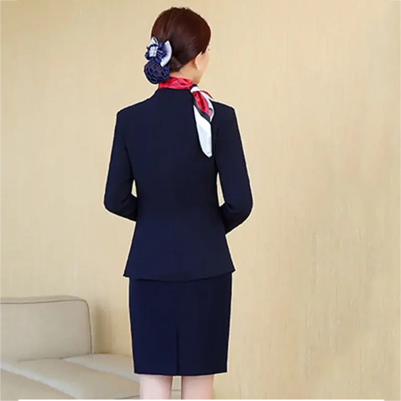 Reception Crew Front Desk Flight Attendant Professional Hotel 2 Piece Set  salon uniforms