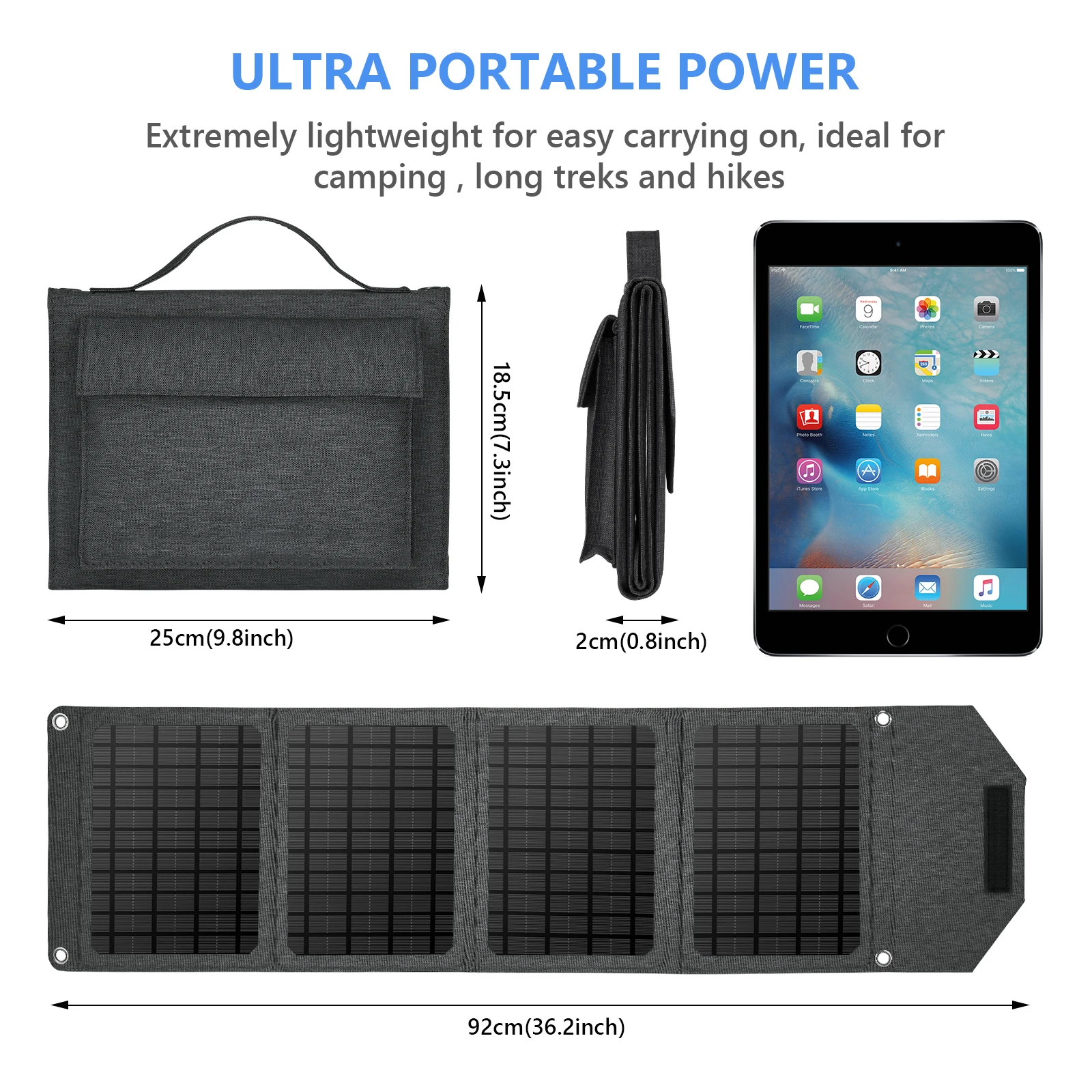 Factory Price Portable Mobile Solar Charger Foldable 18W 24W 30W Solar Panel Camping Travel Charger for Tablet Ipad iPhone