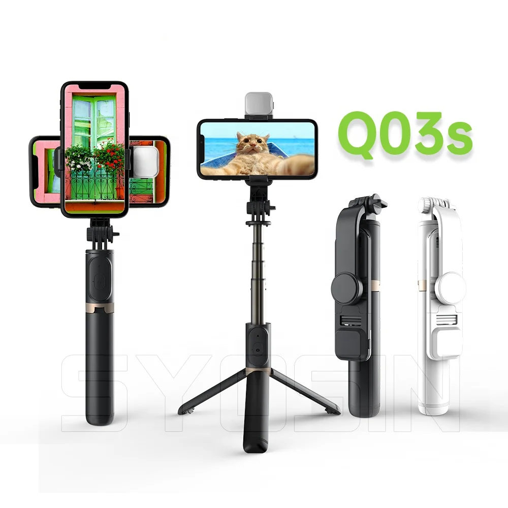 SYOSIN 3 in 1 Selfie Stick Tripod Q03s with Light 360 Rotation Wireless Remote Shutter Desktop Phone Tripod For TikTok Vlog