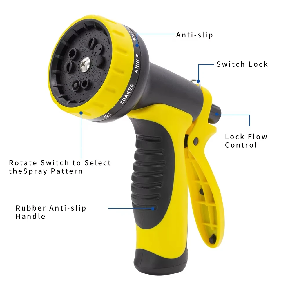 2 Pack 10 Watering Patterns Water Hose Spray Nozzles for Garden Heavy Duty Hose Head Attachment for Garden Hose