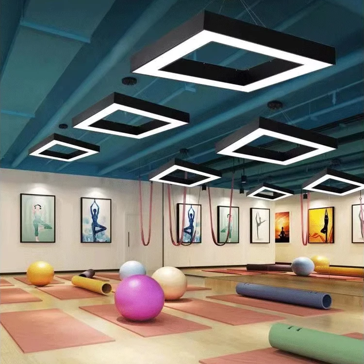 Rectangular linear light Modern studio office building shopping mall club project led square Pendant Lights