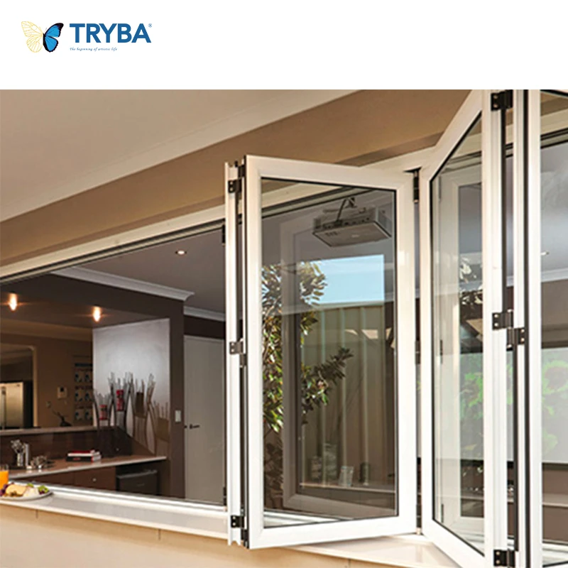 Wholesale Soundproof aluminium profile double glass folding window for kitchen