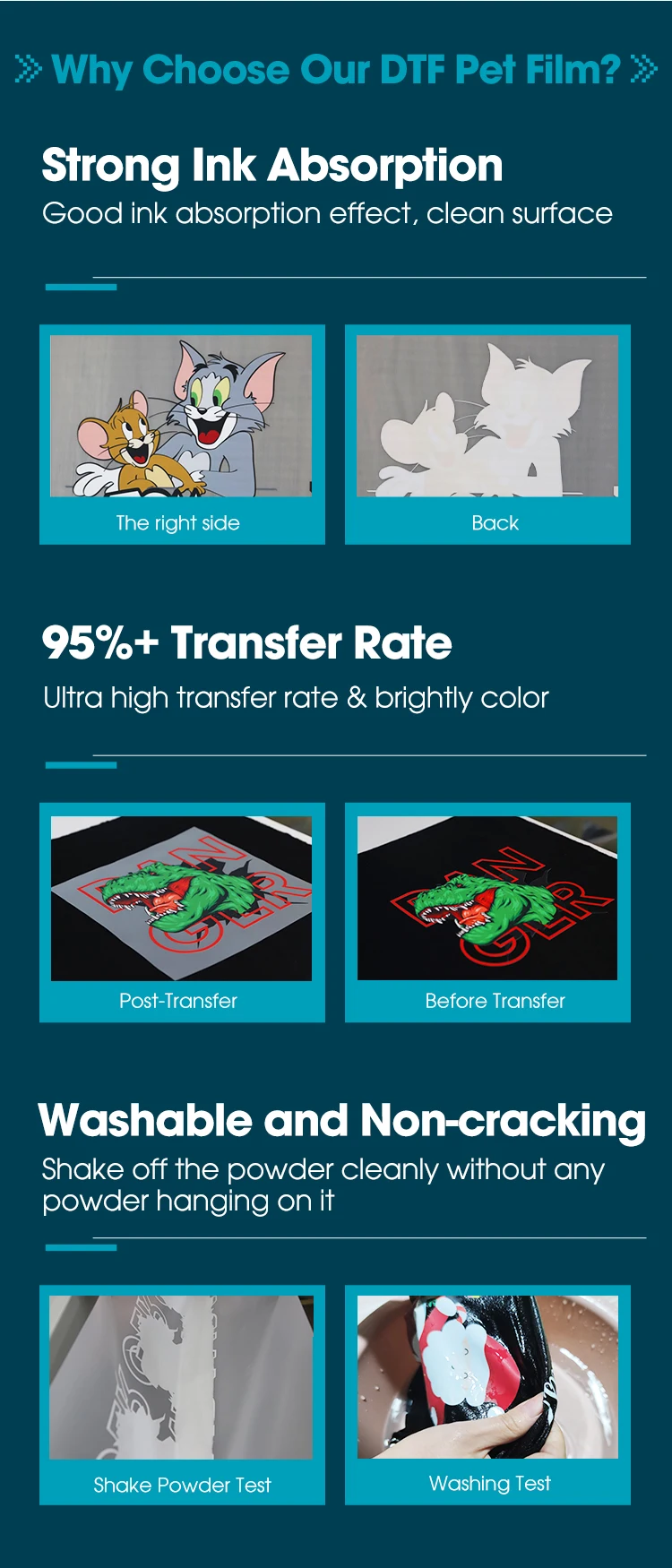 XinFlying Factory Wholesale Code Peel Double-sided Pet Film for DTF Machine  Printer for T-shirt Garment 75U Thickness