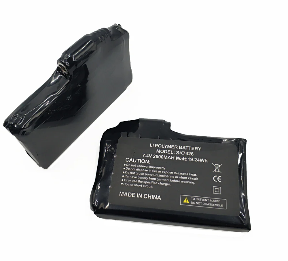 Upgraded Rechargeable 7.4V 2600mAh lithium polymer battery pack for heating socks jacket cloth with Shell