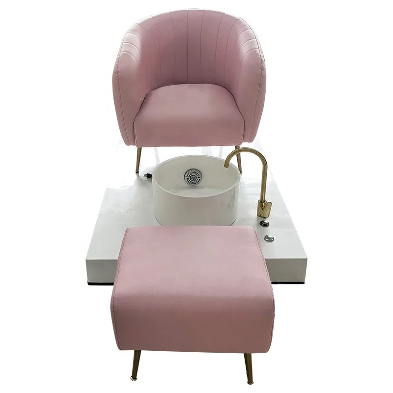 Modern Pedicure Chairs Luxury Beauty Nail Salon Furniture Foot Spa Station With Acrylic Bowl