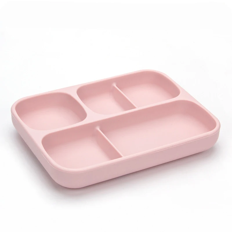 Silicone BPA Free, Food Grade Customizable Dinner Plates silicone baby plate Easy-to-clean with suction cup perforated plate