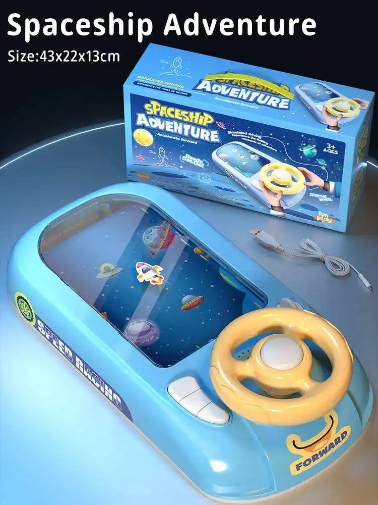 Multi Modes Steering Wheel Adventure Game Car Driving Simulator Toy Educational Interactive Handheld Gaming Console with sound