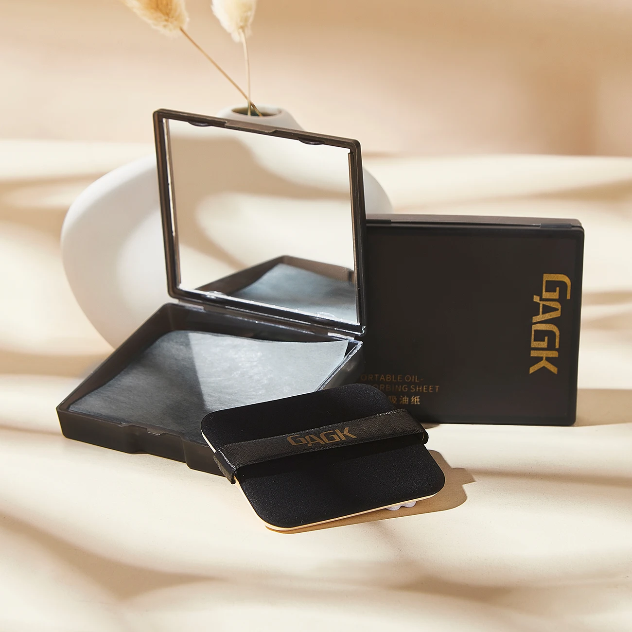 OEM Summer Hot Sale 100pcs paper High Quality Makeup Tools Facial Oil-absorbing paper with mirror and powder puff