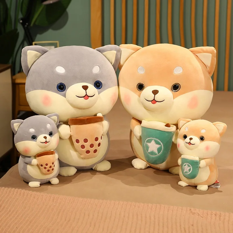 best seller kid custom plush boba plush bubble milk tea shiba inu stuffed animal plush cute pillow toys fabric from photo china