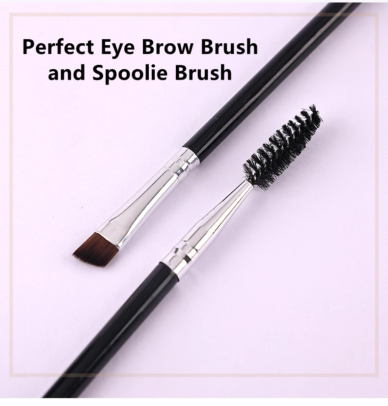Read To Ship Angled Double-Sided Brow Brush Black  Dual Eyebrow Brush Spoolie Brush