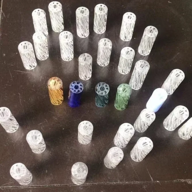 Hookah cigarette glass tips filter OEM logo 6mm 8mm 9mm 10mm 12mm 7 holes glass filter tips for joints wholesale
